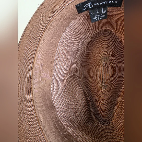 Montique H-42 Mens Straw Fedora Hat Brown